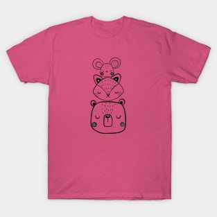 Mouse fox  and bear stacked T-Shirt